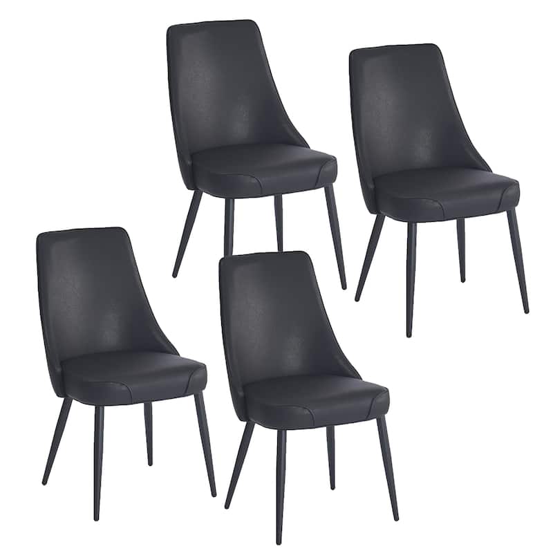 Modern Faux Leather & Metal Dining Chair, Faux Leather, Set of 4
