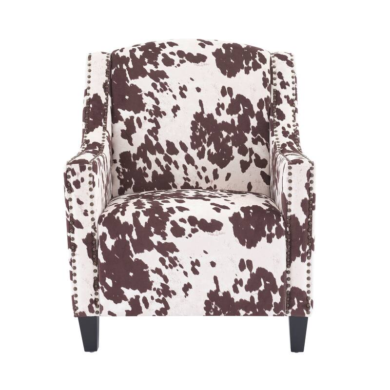 Comfy Accent Chair with Tufted Backrest, Bedroom Single Seat Arm Chair with Wooden Legs, Modern Side Chairs for Living Room