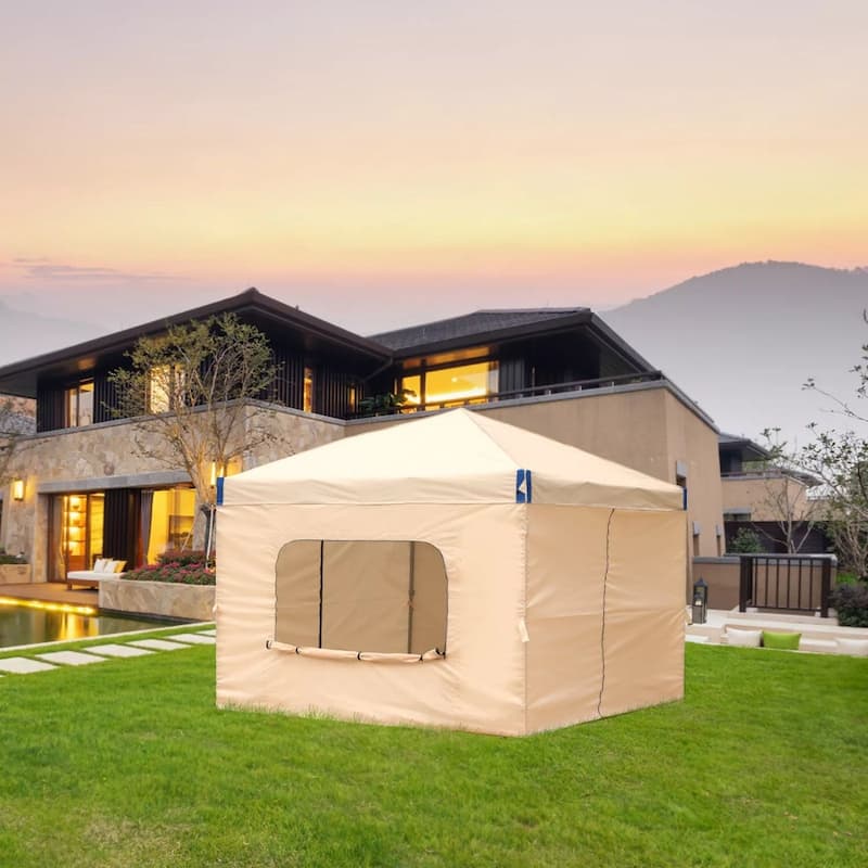 Aoodor 10x10 FT Pop-Up Canopy Tent with Roller Bag and Curtain