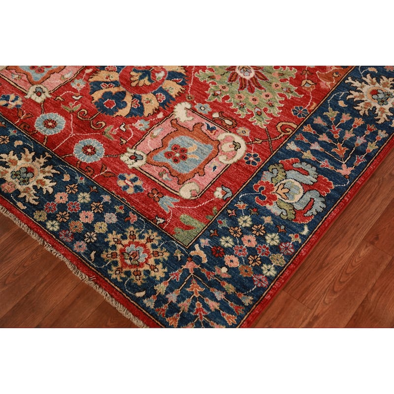 Vegetable Dye Floral Red Ziegler Oriental Rug Hand-Knotted Wool Carpet - 5'1"x 6'7"