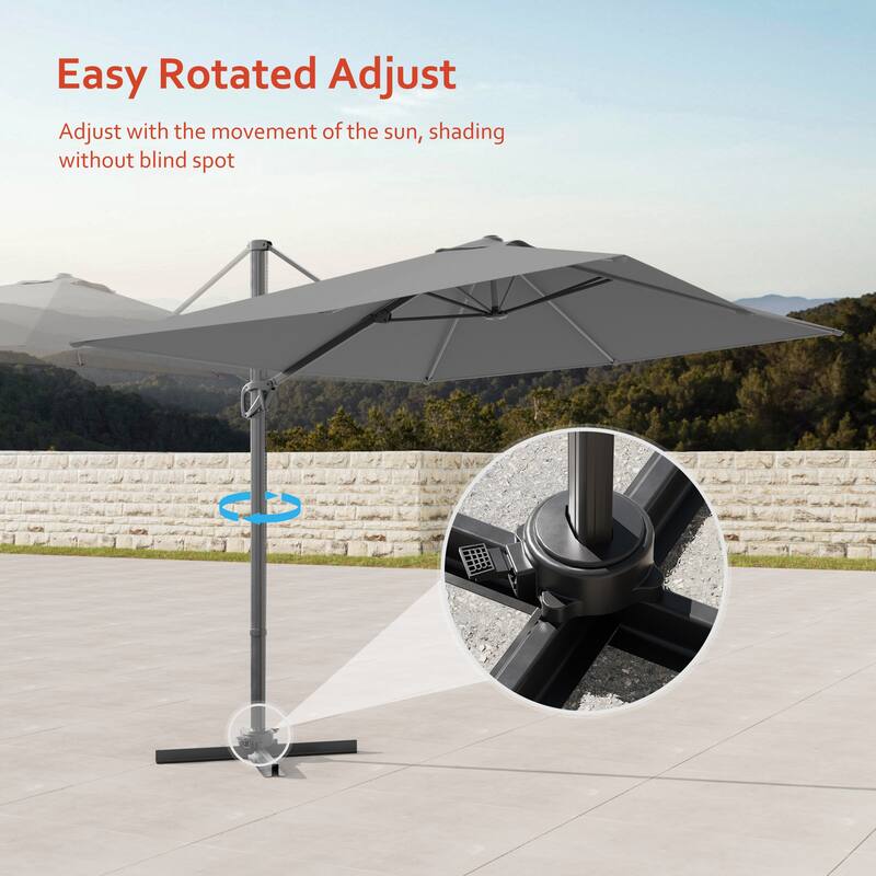 LIVOOSUN 10x8FT Rectangular Cantilever Patio Umbrella Aluminum Frame