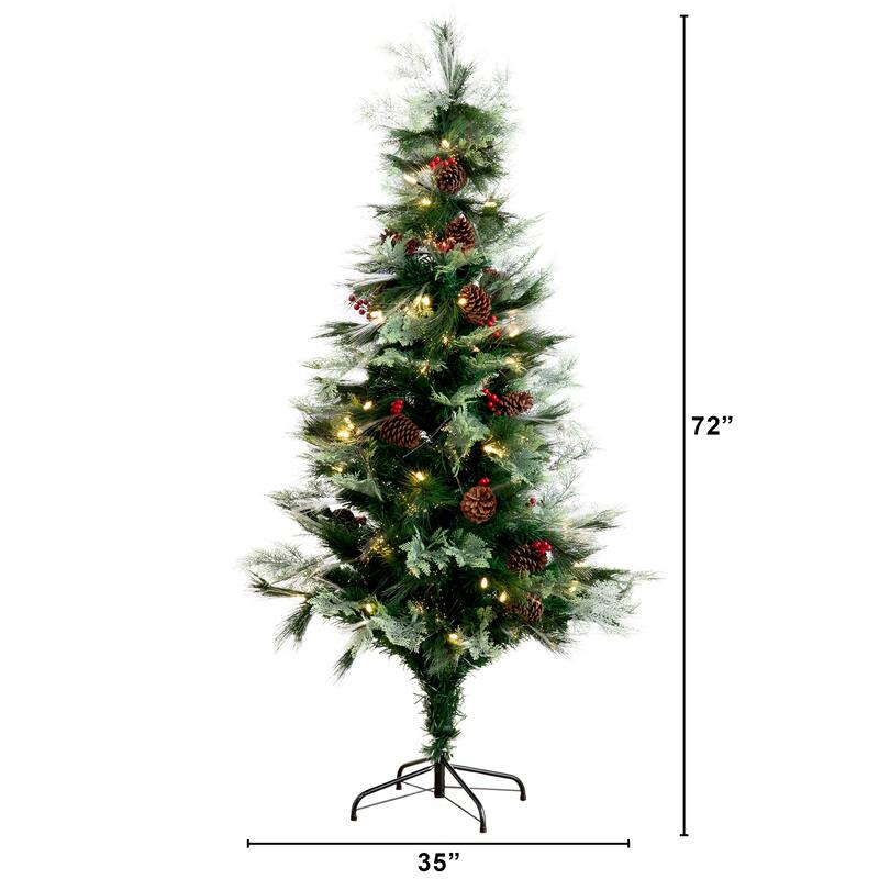 6' Pre-Lit Fiber Optic Artificial Christmas Tree, Warm White LED Lights