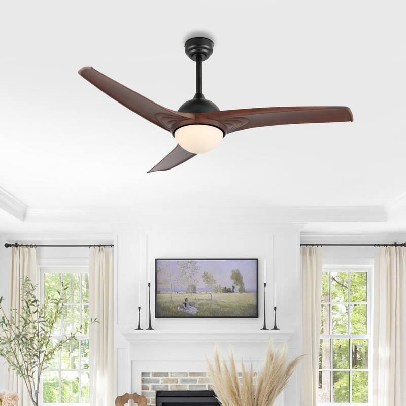 Aviator 52" 1-Light Industrial Iron/Plastic Mobile-App/Remote-Controlled 6-Speed Propeller LED Ceiling Fan, by JONATHAN Y