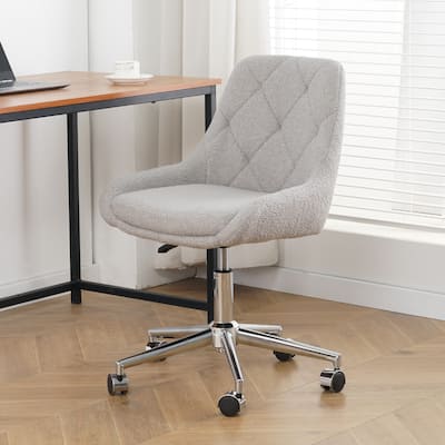 Grey Teddy 22.3" Tufted Accent Chair with Chrome Legs