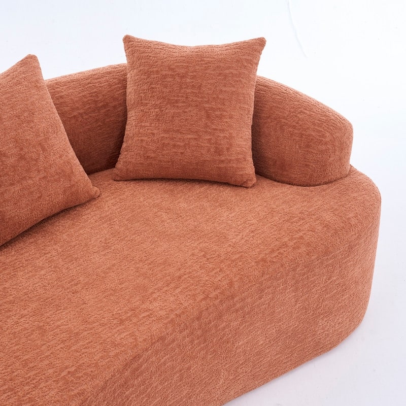 Curved Loveseat Full Compression Sponge Sofa, Chenille Fabric