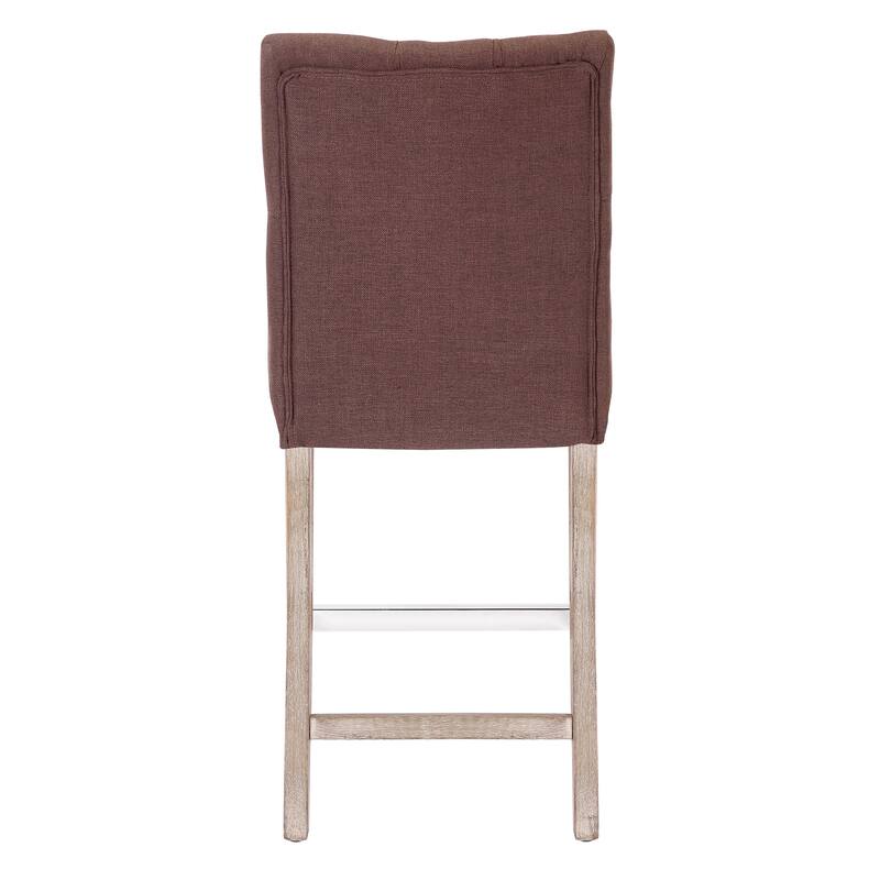 Carter 24" Classic Button Tufted Counter Stool, Antique Gray Legs