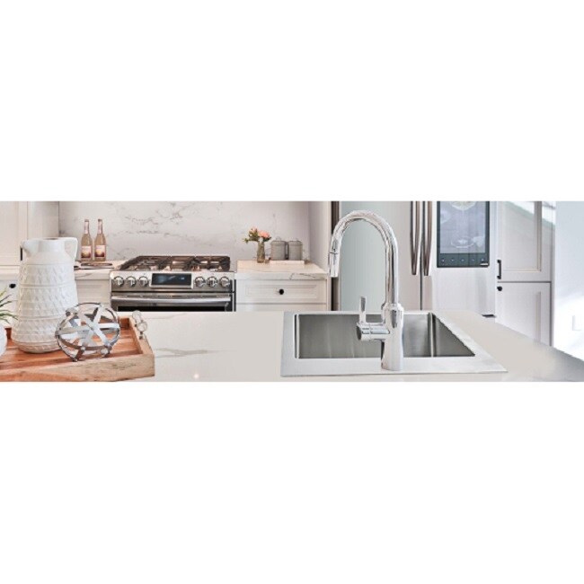Simple Deluxe 15-Inch Top-Mount Workstation Kitchen Sink, 16