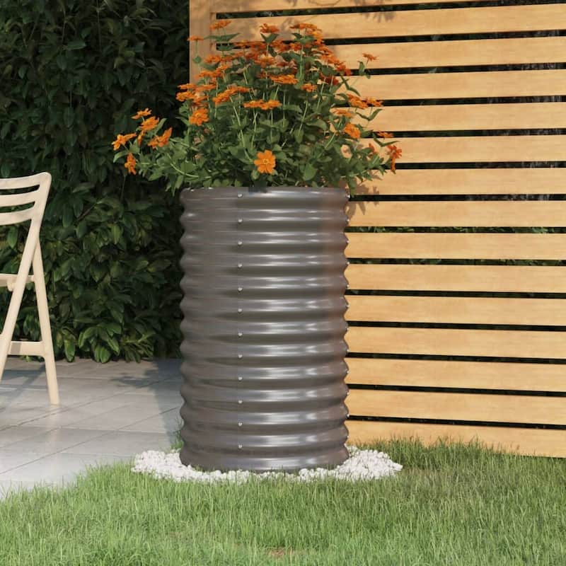 vidaXL Garden Planter Powder-coated Steel Raised Garden Bed Multi Colors/Sizes - 15.7" x 26.8" - Gray