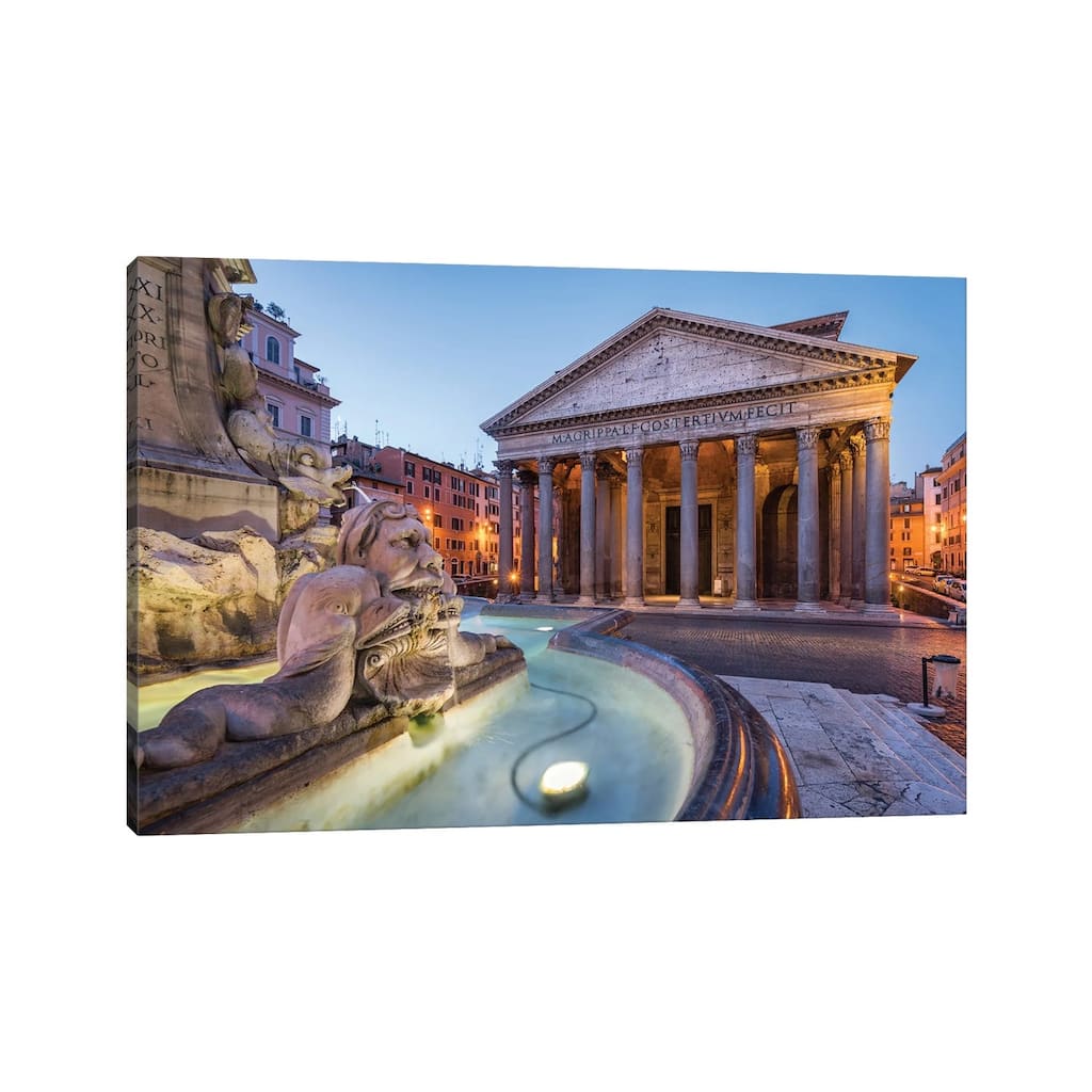 iCanvas "Fontana Del Pantheon And Pantheon At The Piazza Della Rotonda, Rome, Italy" by Jan Becke Canvas Print