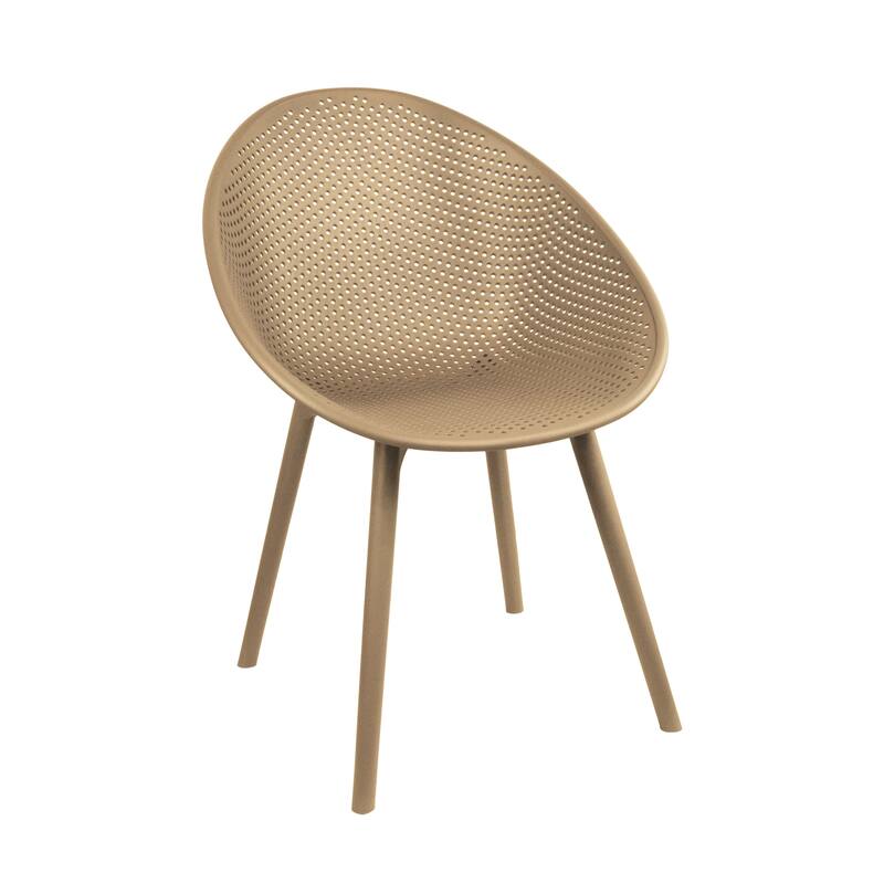 Modern Plastic Dining Chair Plastic Legs with Breathable Perforated Egg Shaped Seat for Indoor/Outdoor Use