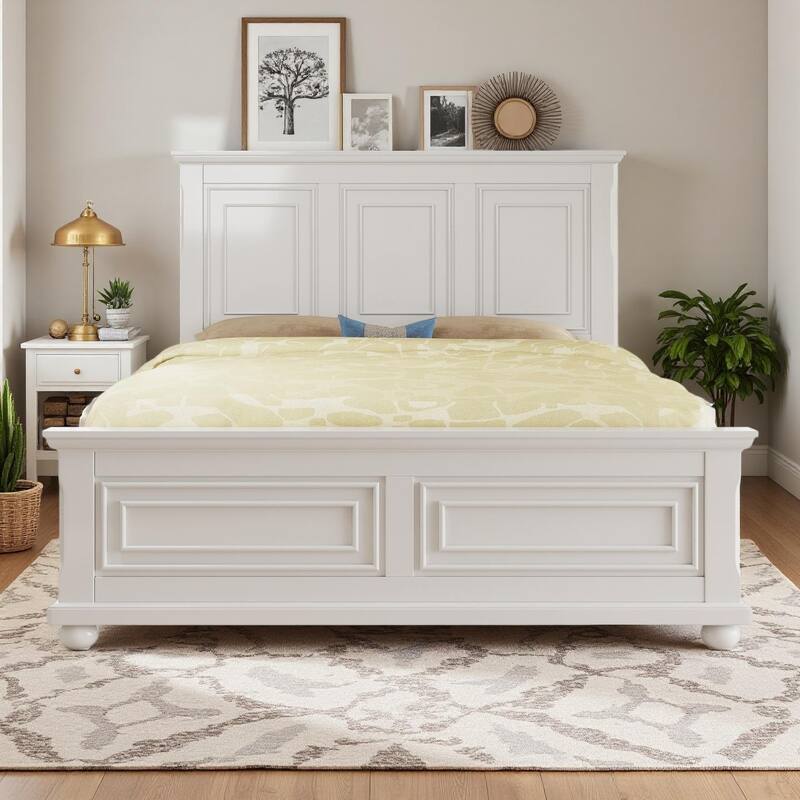 Solid Pine Wood Bed with Traditional Design by Harper&Bright Designs