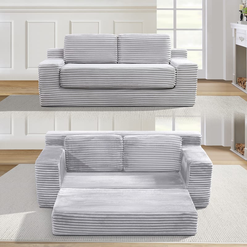 GDFStudio - Corduroy 2-Seater 71" Cloud Double Convertible Sofa Bed