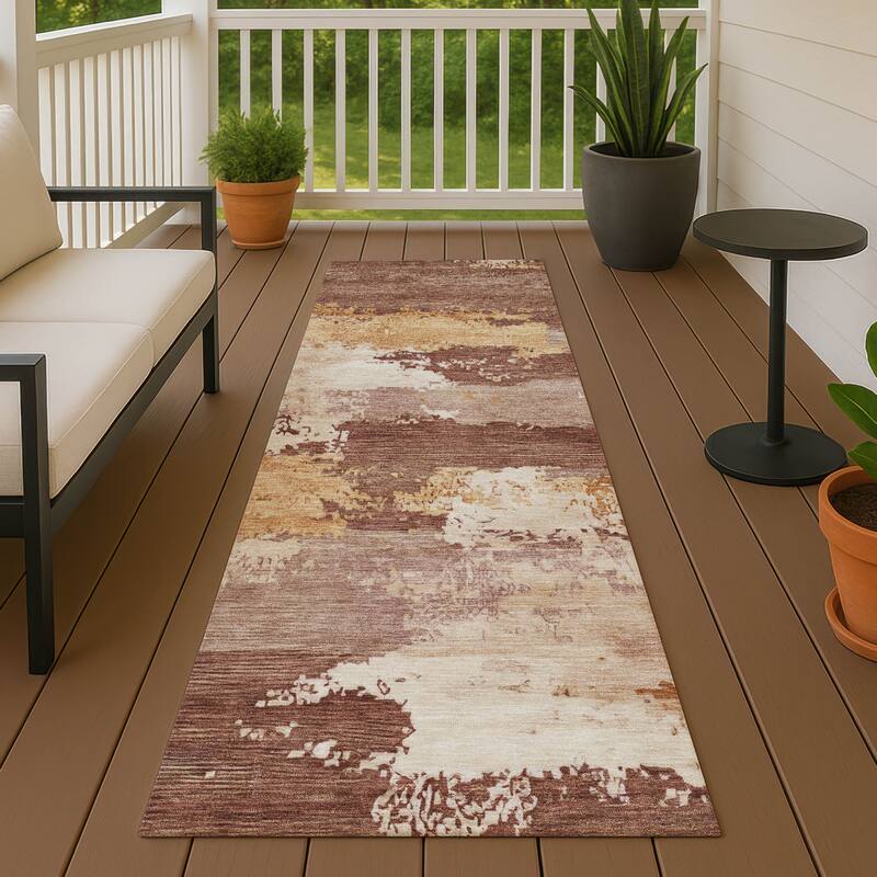 Machine Washable Indoor/ Outdoor Chantille Rug - Paprika - 2'3" x 7'6"
