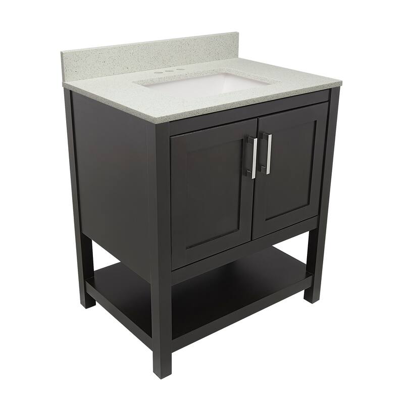 Taos 31" Bathroom Vanity with Cultured Marble Vanity Top Sink in White with White Basin