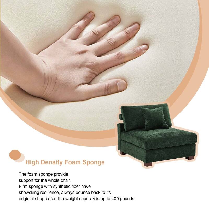 Chenille Upholstered Armless Accent Chair With Plush Cushion