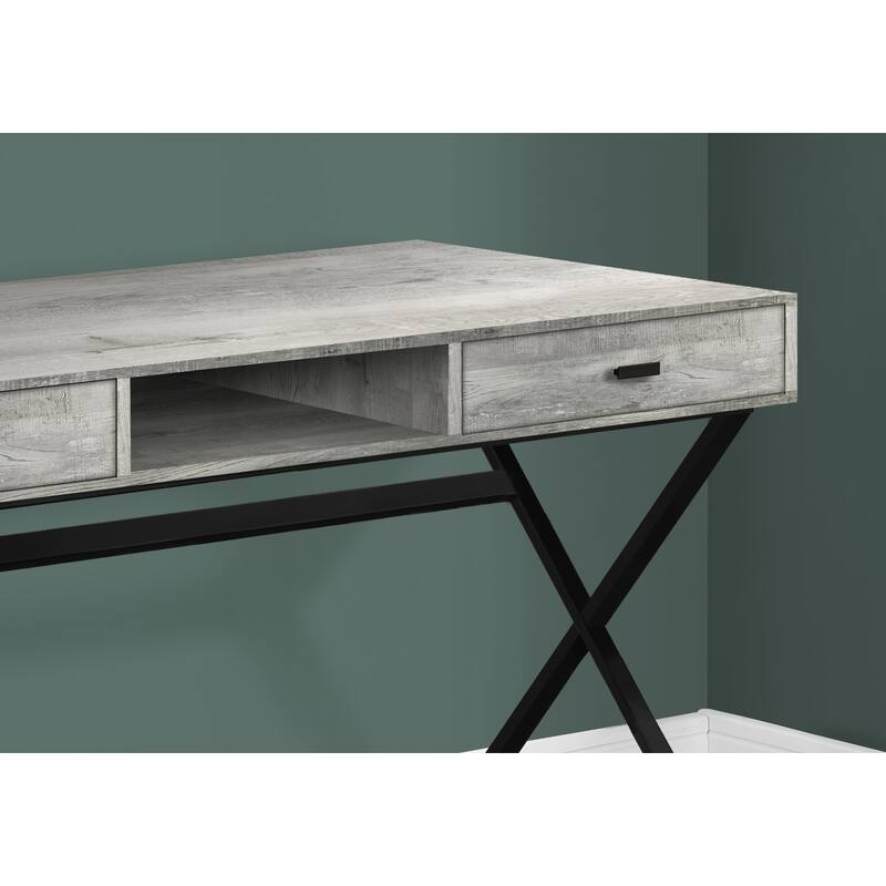 Computer Desk, Home Office, Laptop, Storage Drawers, 48"l, Work, Grey Laminate, Black Metal, Contemporary - Grey