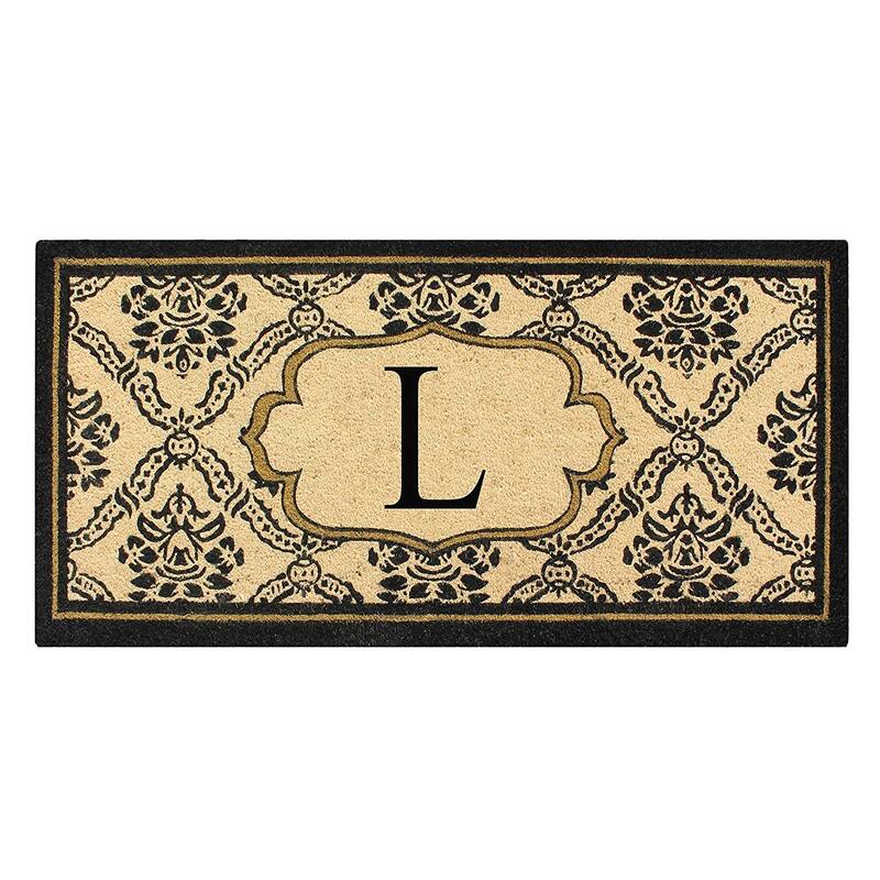 A1HC Uriel Treated Coir Monogrammed Entry Double Door Mat 30"x 60" - L