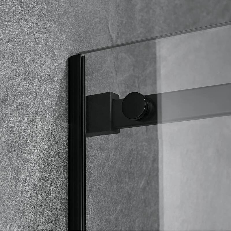 Serene Valley 48 x 74 Inch Square Rail Frameless Sliding Shower Door, Black - 48 x 74 inch