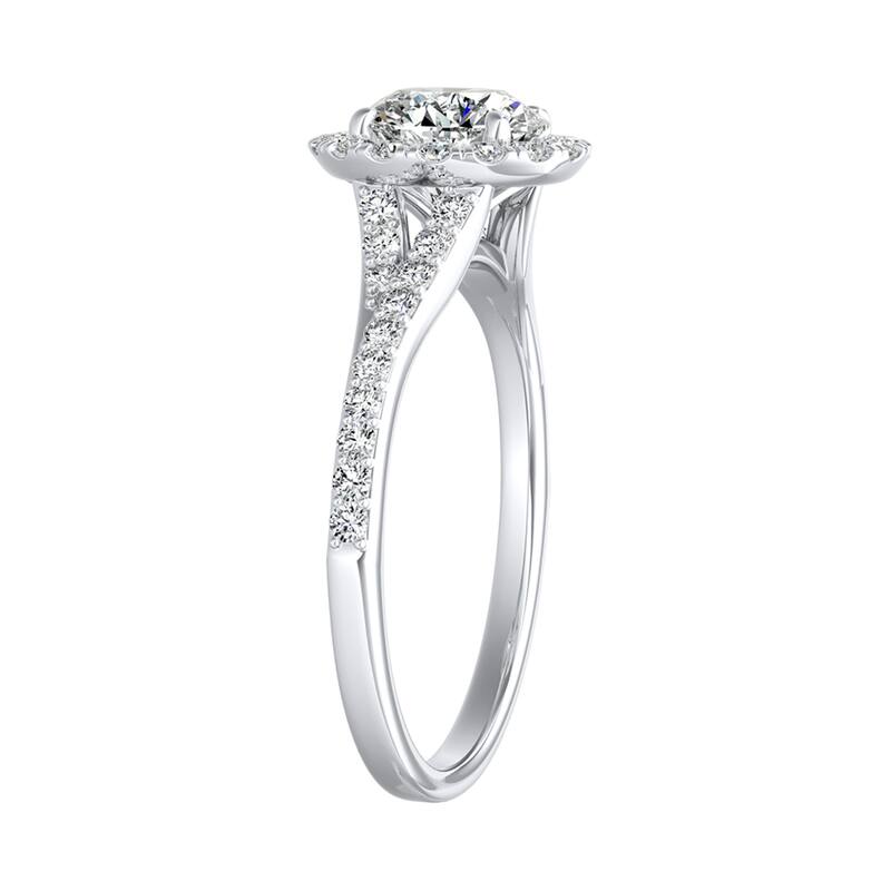 Auriya 14k Gold Round Moissanite Halo Engagement Ring 0.85ctw