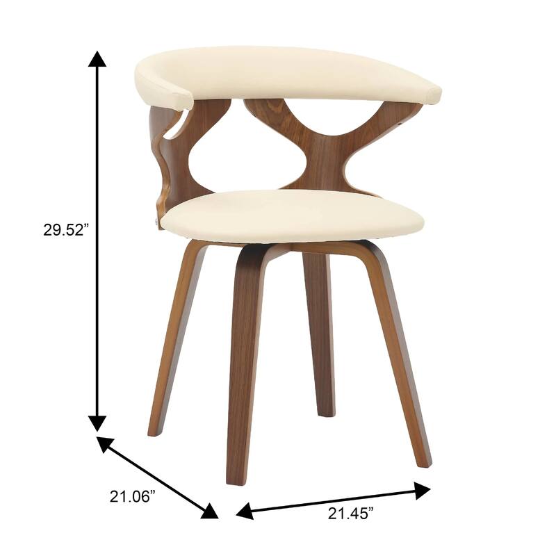 Klyne Leather Dining Chair with Poplar Wood Frame - Mid-Century Wooden Accent Chair with Swivel Base Set of 4