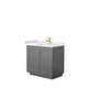 preview thumbnail 36 of 168, Miranda Single Vanity Set, Cultured Marble Top, No Mirror 36-Inch Single - Dark Gray, Gold Trim, White Cultured Marble Top