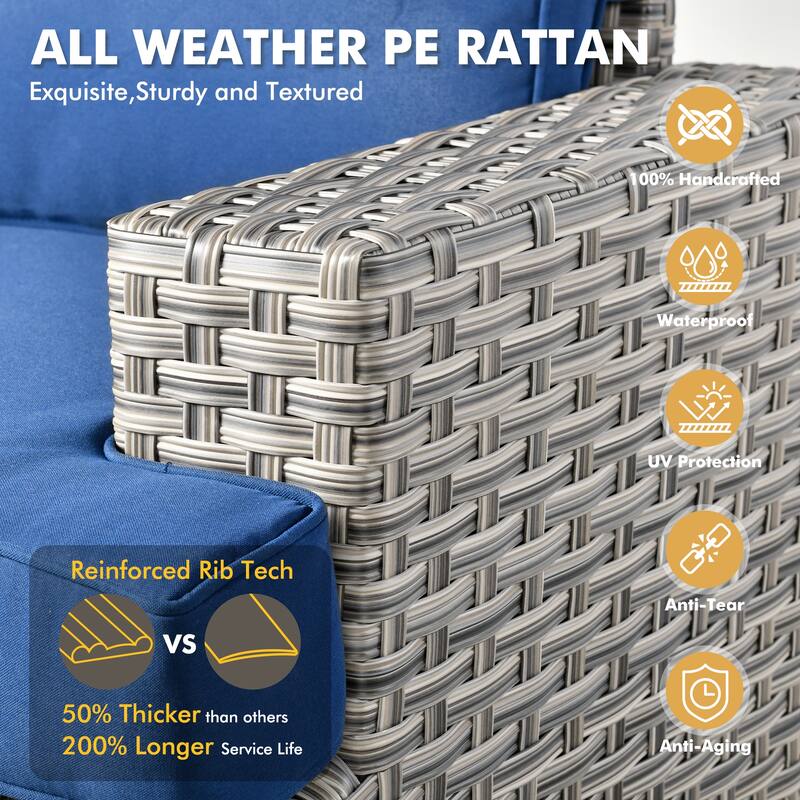 XIZZI 9-piece Outdoor Patio Wicker Furniture Swivel Chair Set