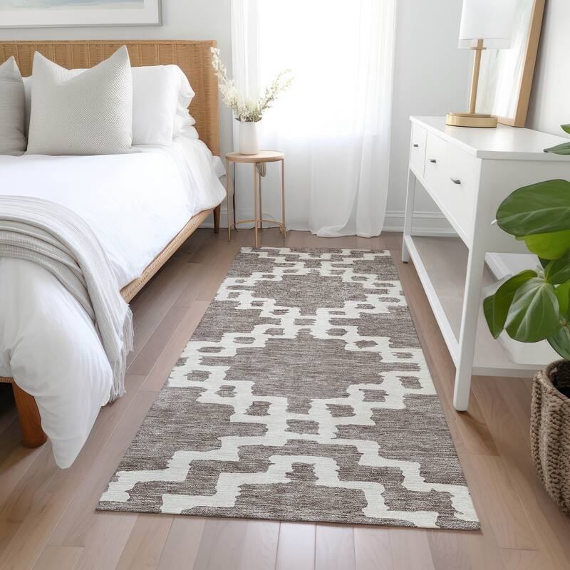 Machine Washable Indoor/ Outdoor Chantille Trellis Geo Rug