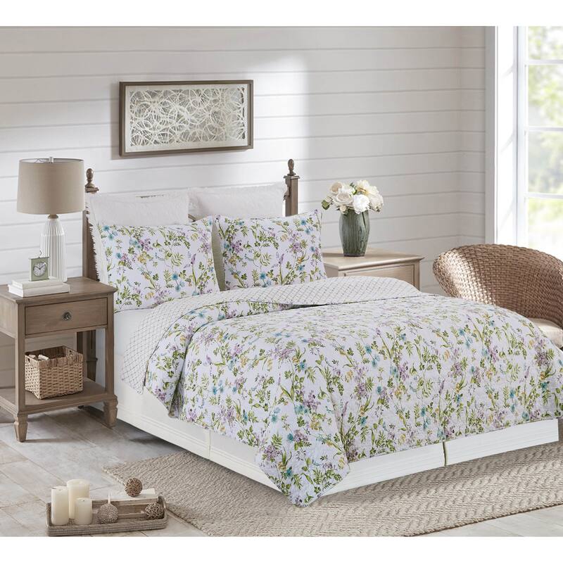 Carley Quilt Set Cotton Reversible and Machine Washable