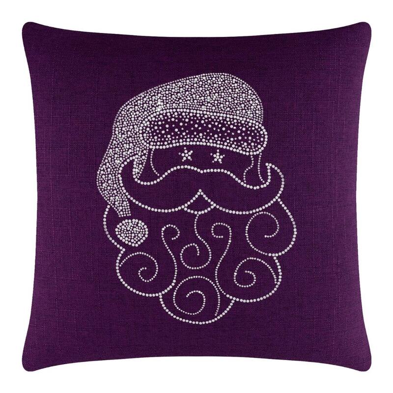 Sparkles Home Santa Rhinestone Pillow - Purple - 16 x 16