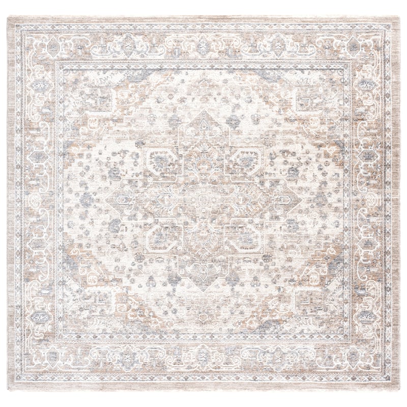 SAFAVIEH Kendal Verzhinia Traditional Rug - 6'7" Square - Grey/Ivory Beige