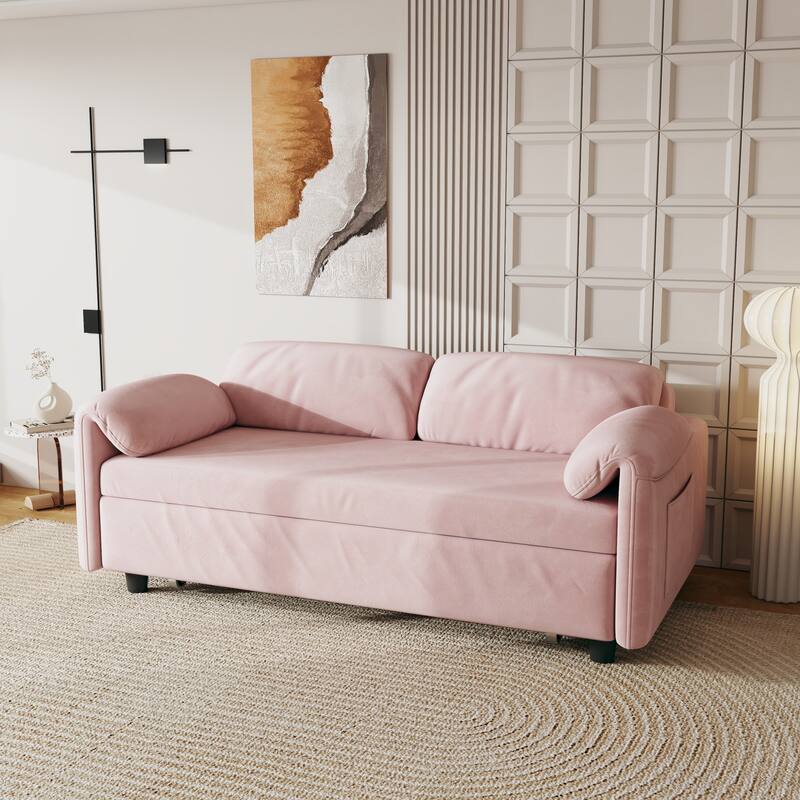 Sofa at the Forefront: 54-inch Velvet Sofa Bed for Multi-purpose Living Spaces, Featuring a Retractable Bed