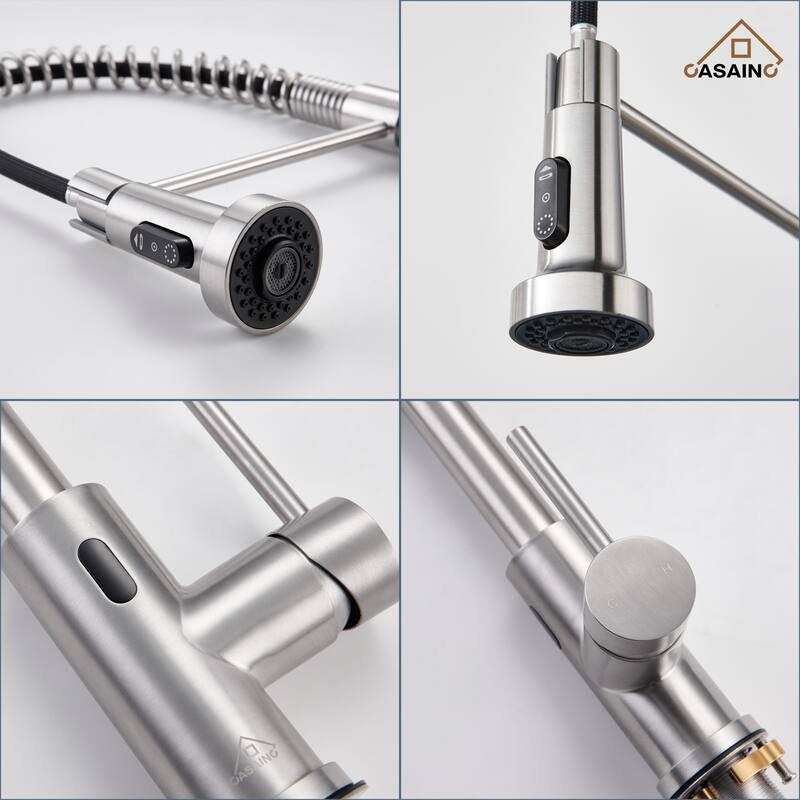 Single Handle Pull Down Sprayer Kitchen Faucet with Touchless Sensor Deckplate Included