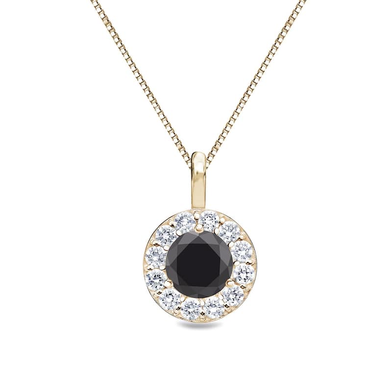 Auriya 1/2ctw Round Black Diamond Halo Necklace 14k Gold (H-I, I1-I2) - Yellow