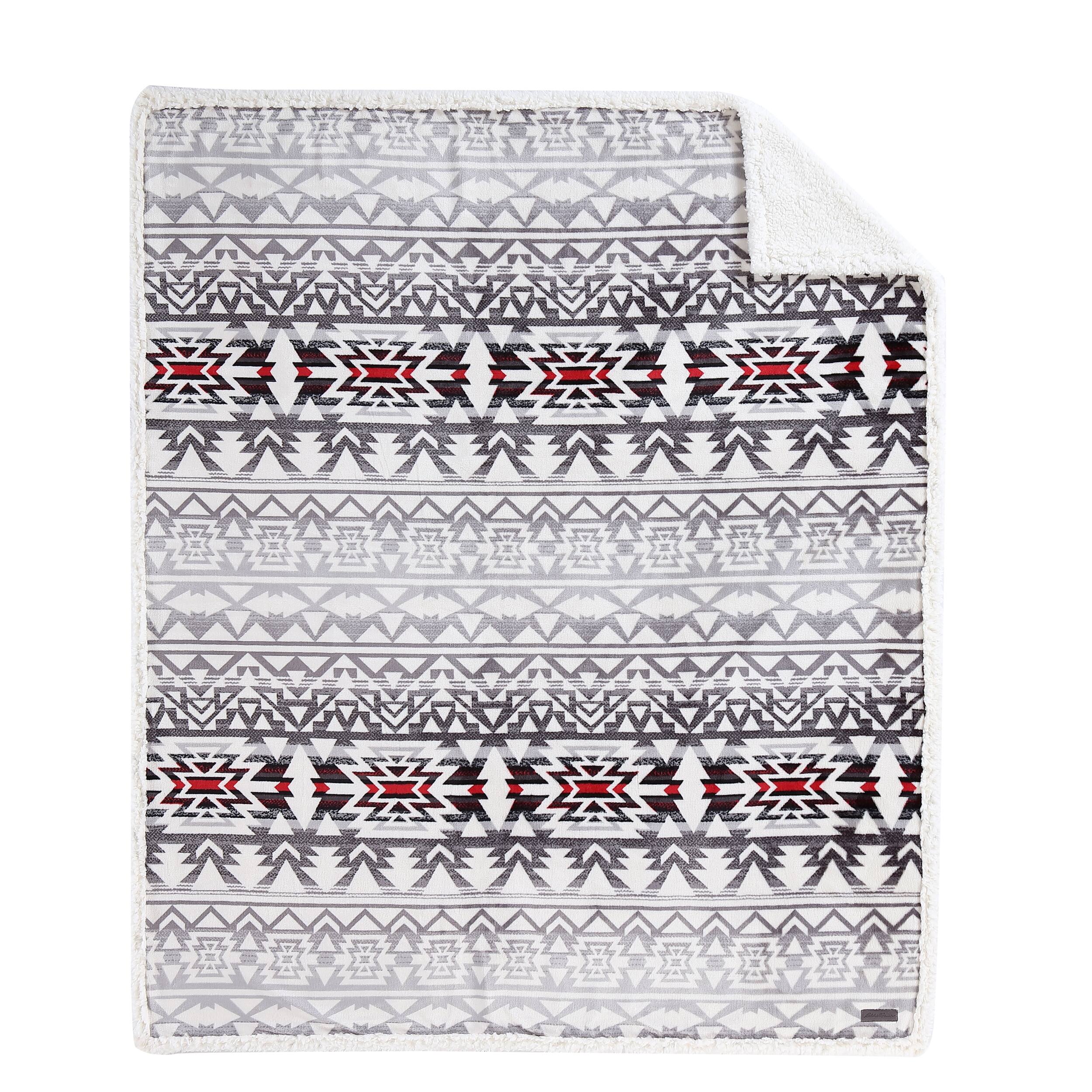 Eddie Bauer Clyde Hill Stripe Ultra Soft Plush Sherpa Throw Blanket