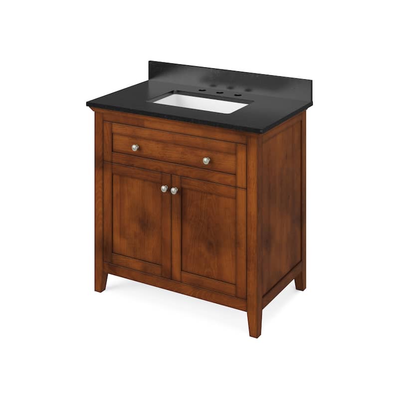 Jeffrey Alexander VKITCHA36R-GRANITE Chatham 36" Free Standing Vanity - Chocolate / Black - Natural Finish