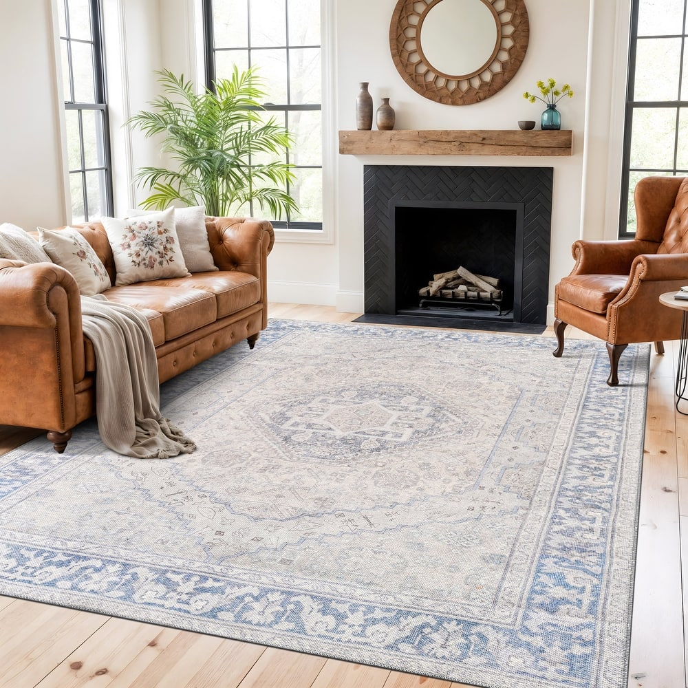 World Rug Gallery Medallion Flat Pile Washable Area Rug