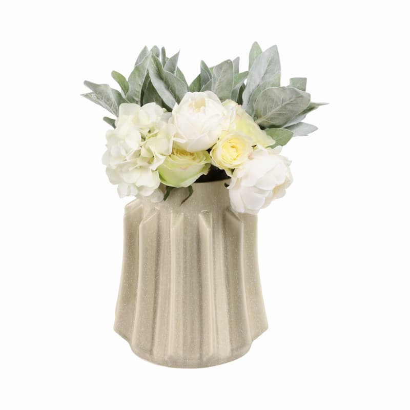 Ceramic Vase with Sculptural Swirl Design and Textured Detailing