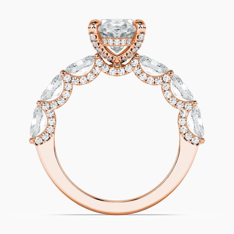 Auriya 14kt Rose Gold Lab Grown Oval Diamond Engagement Ring with East-West Oval Crescent (F-G, VS)