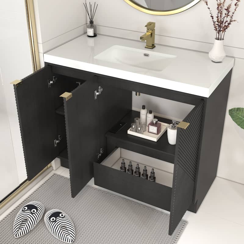 Milano 42" Freestanding (R) Bathroom Vanity with White Acrylic Sink