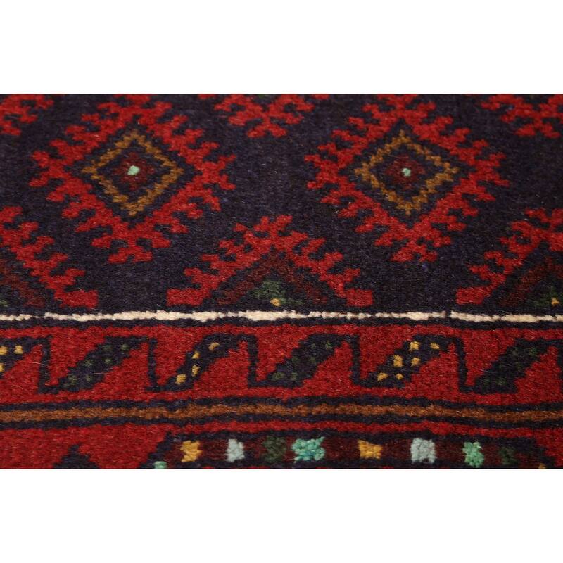 ECARPETGALLERY Hand-knotted Baluch Dark Navy, Red Wool Rug - 3'3 x 6'4