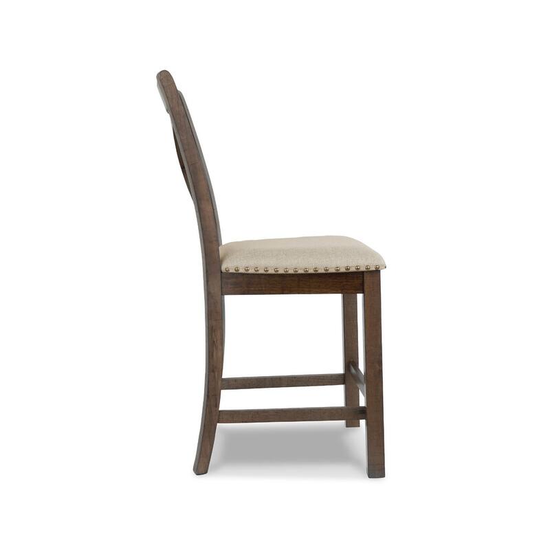 Moriville Counter Height Brown Beige Stool (Set of 2) - 19.5" W x 24.38" D x 41.5" H