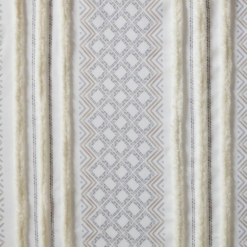 INK+IVY Ebby 2pk Poly Printed Curtain Panel with Tufted Stripe