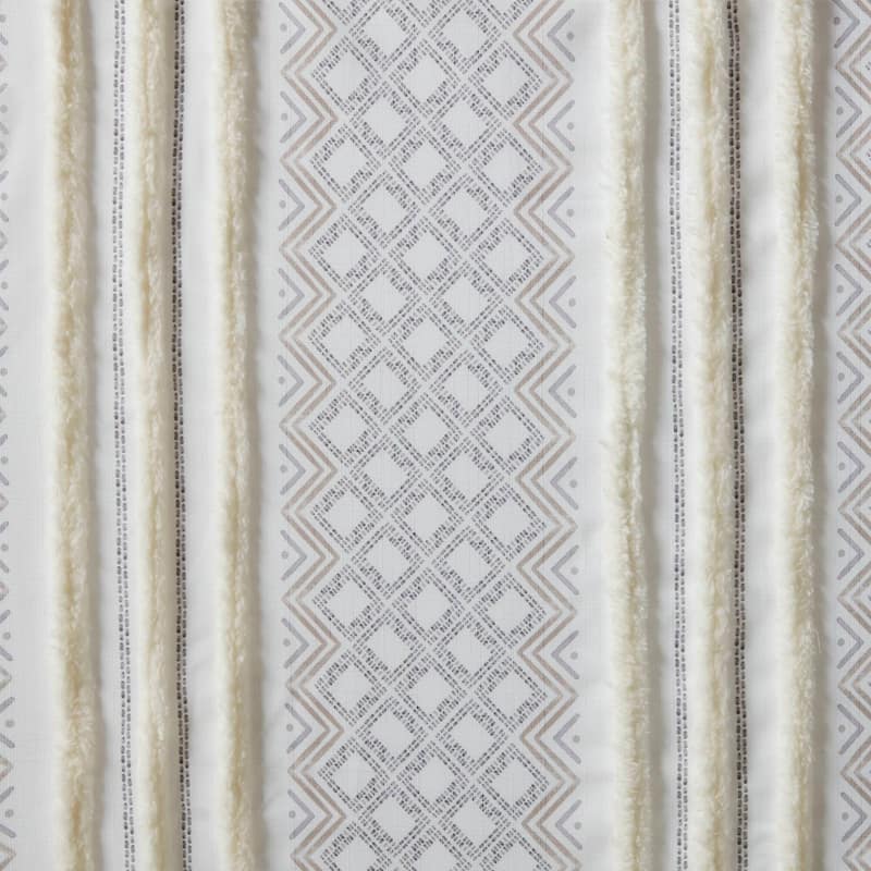 Poly Printed Curtain Panel with Tufted Stripe - Multi-Color