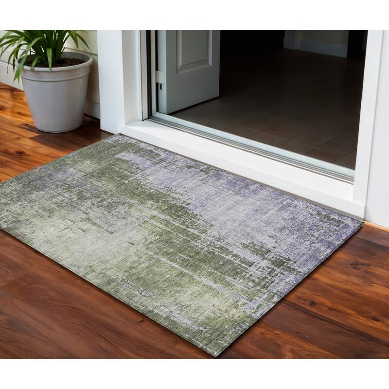 HomeRoots Abstract Transitional Rectangle Outdoor Rug - 3' x 5'