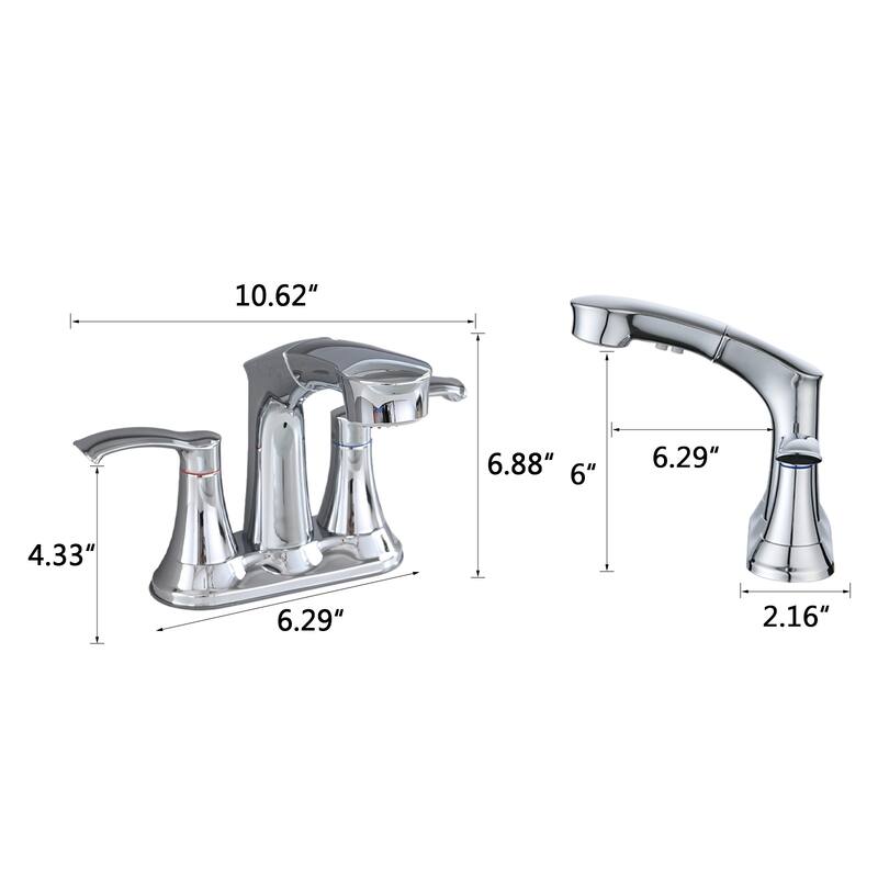 Topcraft Pull Down Two Handle Bathroom Sink Faucet
