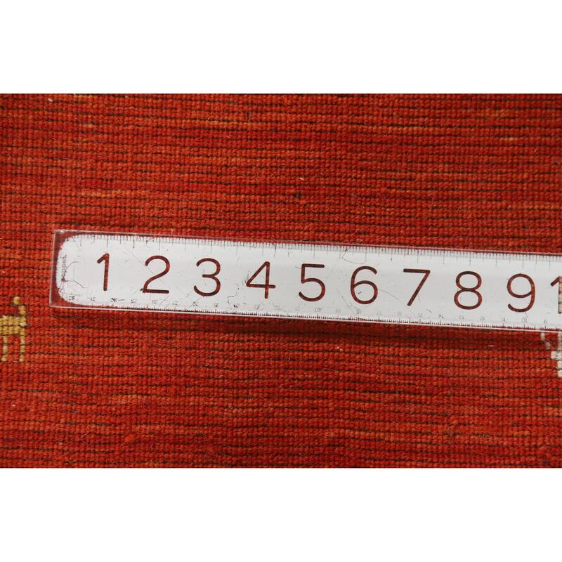 Hand Knotted Oriental 100% Wool Carpet Tribal Animal Pictorial Oranges & Rust Gabbeh Area Rug - 6' 6'' X 4' 6''