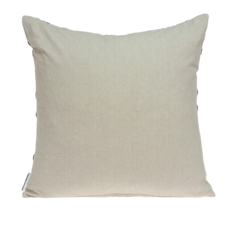 HomeRoots 20" Beige and Gray Diamond Cotton Throw Pillow With Embroidery