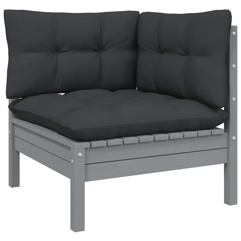 vidaXL Solid Pinewood Patio Lounge Set 10 Piece with Cushions Multi Colors - 25" x 25" x 24.6"
