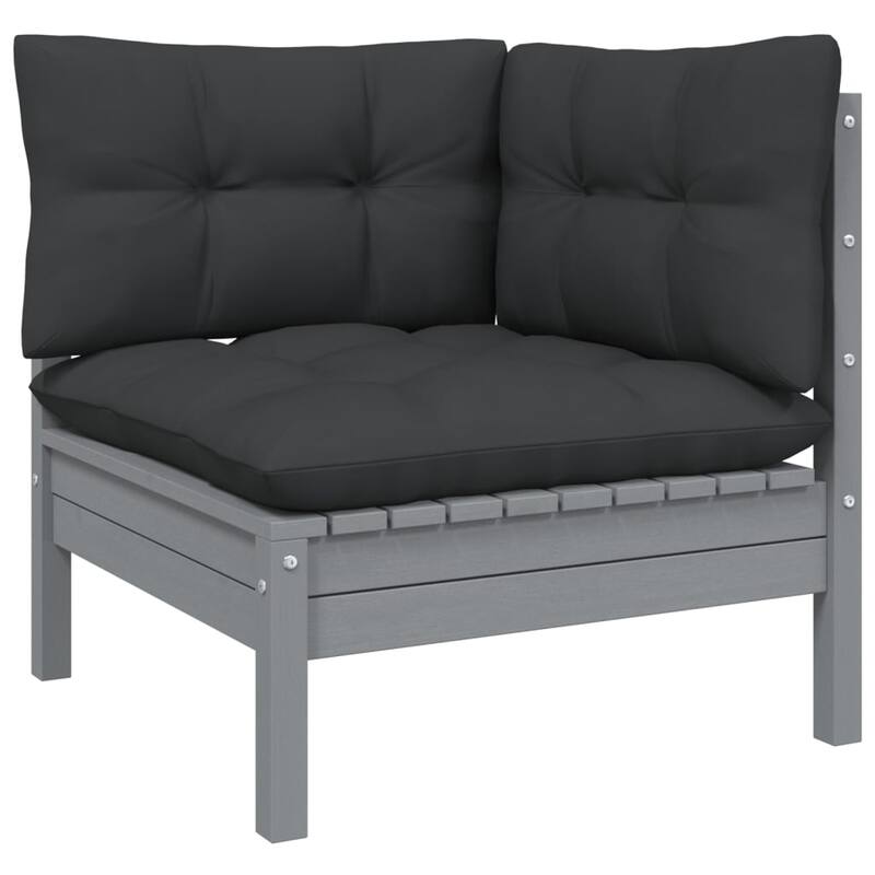 vidaXL Solid Pinewood Patio Lounge Set 13 Piece with Cushions Multi Colors