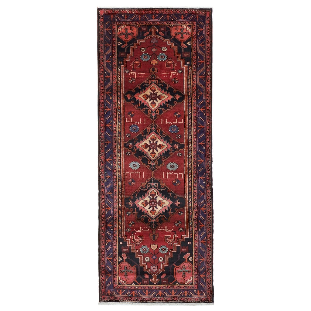 ECARPETGALLERY Hand-knotted Anadol Dark Red Wool Rug - 3'7 x 9'7
